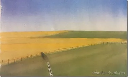 Rajz nyári táj akvarell, rajz a világon (amíg a festék száraz) Rajz nyári táj akvarell, rajz a világ