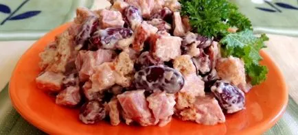 Saláta bab és a csirke - receptek, piros, fehér, zöld, konzerv bab és