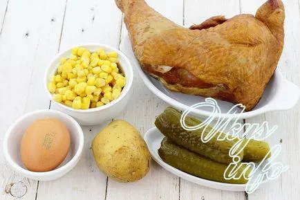 Saláta füstölt csirke és kukorica - a receptet fényképpel (kukorica) Saláta füstölt csirke és kukorica - a recept egy fotó