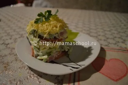 Saláta sonka, sajt és friss uborka recept lépésről lépésre fotók (recept) Saláta sonkával, sajttal és friss uborka recept lépésről lépésre fotók