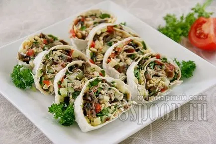 Tekercset lavash egyszerű és finom receptek lépésről lépésre fotók