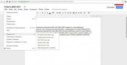 Hogyan kell megnyitni a docx formátumban
