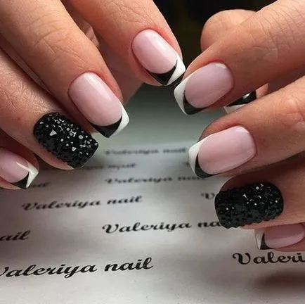 Modern Nail Design 2017 zakó a minta a fotó (változata a francia manikűr) Modern Nail Design 2017 zakó a minta egy fotó