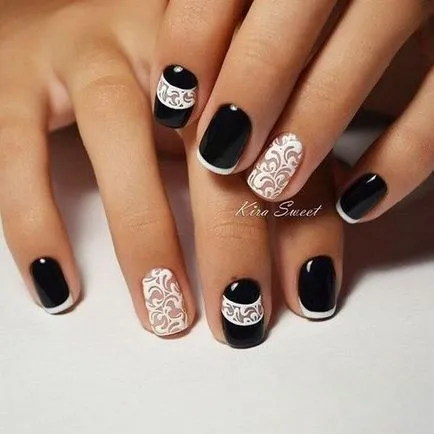 Modern Nail Design 2017 zakó a minta a fotó (változata a francia manikűr) Modern Nail Design 2017 zakó a minta egy fotó