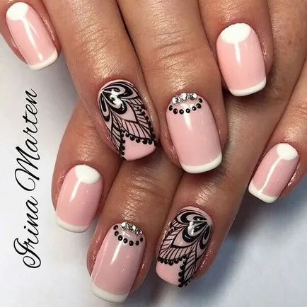 Modern Nail Design 2017 zakó a minta a fotó (változata a francia manikűr) Modern Nail Design 2017 zakó a minta egy fotó