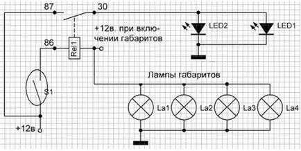 Elektromos kapcsolási rajzok nappali menetjelző fények a generátor, a relé és a motor