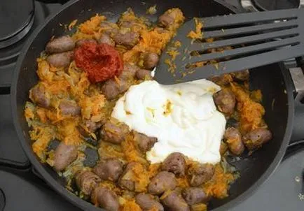 Párolt csirke szívek - lépésről lépésre recept fotók