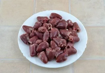 Párolt csirke szívek - lépésről lépésre recept fotók