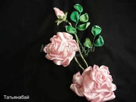 Hímzés szatén szalagokkal rózsa (szatén) Hímzés rózsa szatén szalagokkal