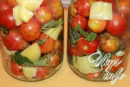 Finom konzerv paradicsom a téli recept fényképpel (paradicsom) Finom konzerv paradicsom a téli recept egy fotó