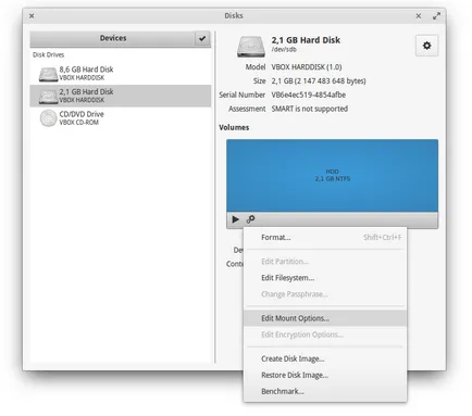 Automatikus szereléséhez lemez Linux Ubuntu