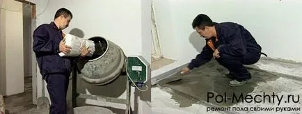 Cement-homok esztrich, hogyan kell csinálni a betonon a kezüket