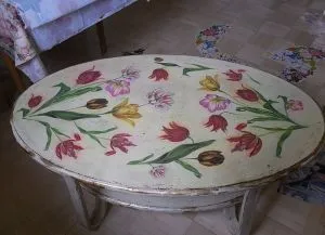 decoupage asztal