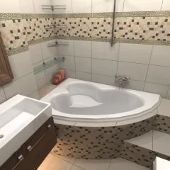 Tervezés fürdőszoba sarokkáddal fotó