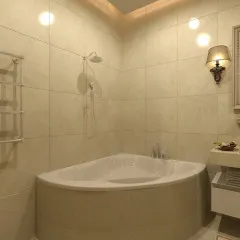 Tervezés fürdőszoba sarokkáddal fotó