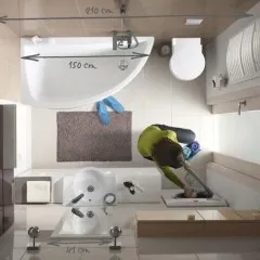 Tervezés fürdőszoba sarokkáddal fotó