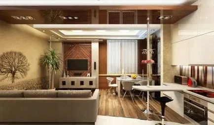 konyha tervezés étkező-nappali (56 fotó) Belső stúdió apartman egy klasszikus stílusban