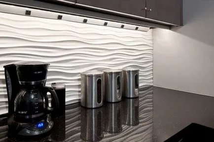 konyhai dekorációs panel design, az előnyök és hátrányok