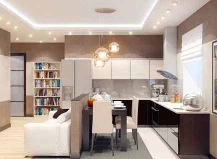 konyha tervezés étkező-nappali (56 fotó) Belső stúdió apartman egy klasszikus stílusban