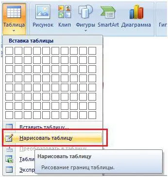 Hogyan hozzunk létre egy Word táblázat (kézi)
