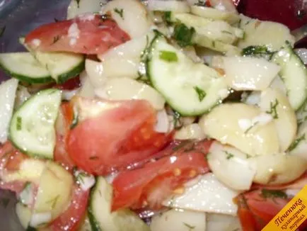 Burgonya saláta paradicsom és uborka (lépésről lépésre recept fotókkal) (receptek saláta) Burgonya saláta paradicsom és uborka (lépésről lépésre recept fotókkal)