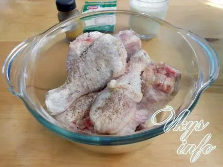 Csirke a joghurt receptjét, fényképes az alsó lábszár sült kefir pác (csirke) Csirke a joghurt receptjét, fényképes az alsó lábszár sült kefir pác