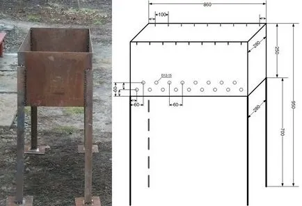 fém barbecue saját kezűleg a fényképek mérete és utasítások
