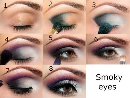 Smink Smokey Eyes barna szeme kép, lépésről lépésre