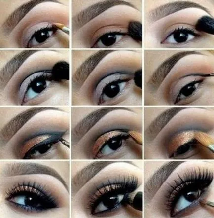 Smink Smokey Eyes barna szeme kép, lépésről lépésre
