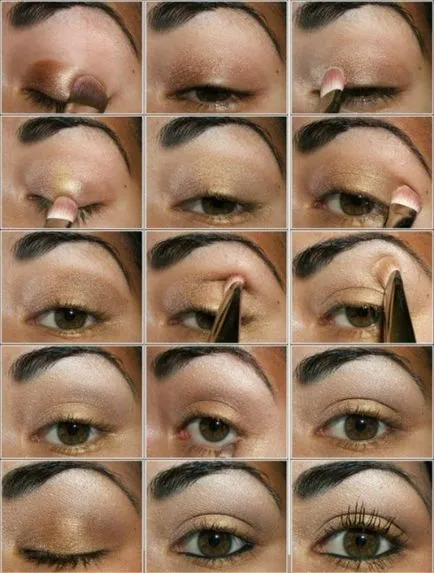 Smink Smokey Eyes barna szeme kép, lépésről lépésre