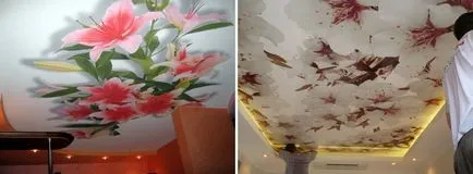 Stretch mennyezet rajz képek és fotók, a minták és matricák a virágok és a művészet