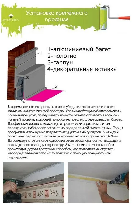 Álmennyezet kezét lépésről lépésre telepítési utasításokat!