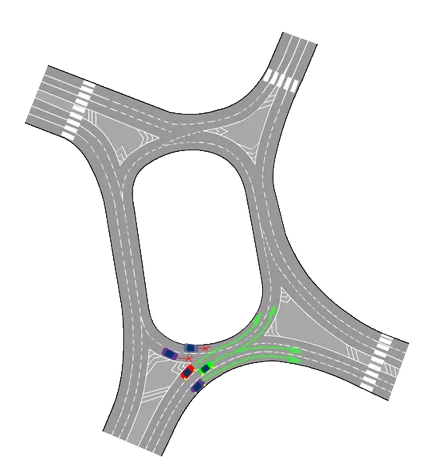 Jellemzők kereszteződésnél irányban körforgalom (kör) Jellemzők Crossroads irányban körforgalom