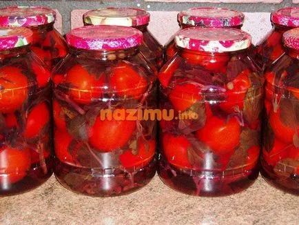 Paradicsom pácolt bazsalikommal - fénykép recept felkészülés a téli