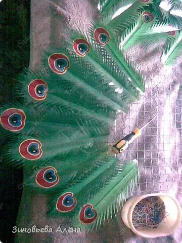 Bird - Peacock - műanyag palackok, a kertben