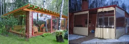 Függönyök a pavilon tornácok, átlátszó, kültéri PVC, védő és fagyálló, Roll szöveti