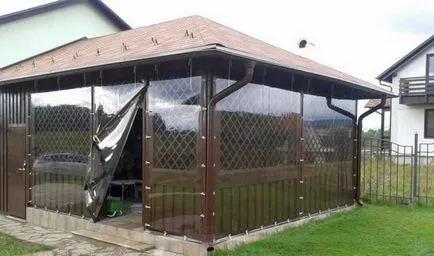 Függönyök a pavilon tornácok, átlátszó, kültéri PVC, védő és fagyálló, Roll szöveti