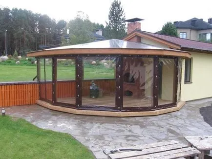 Függönyök a pavilon tornácok, átlátszó, kültéri PVC, védő és fagyálló, Roll szöveti