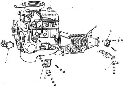 Motor eltávolítása vázák mező 21213, 21214, 2131 lada 4x4