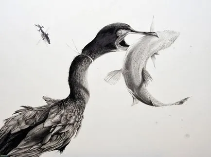 Keresztül a lencsét egy fekete-fehér állat rajzok (fekete-fehér) Keresztül a lencsét egy fekete-fehér rajzok az állatok