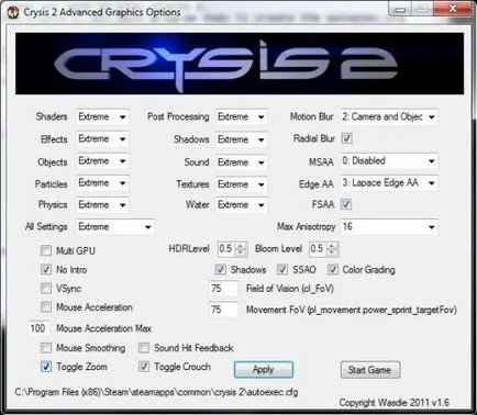Crysis 2 v1 további grafikus beállítások