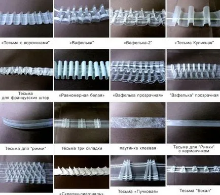 Dekoratív szalagok a függöny, mint varrni a különböző típusú (dekorációs) Dekoratív szalagok függönyök, hogyan kell varrni a különböző típusú
