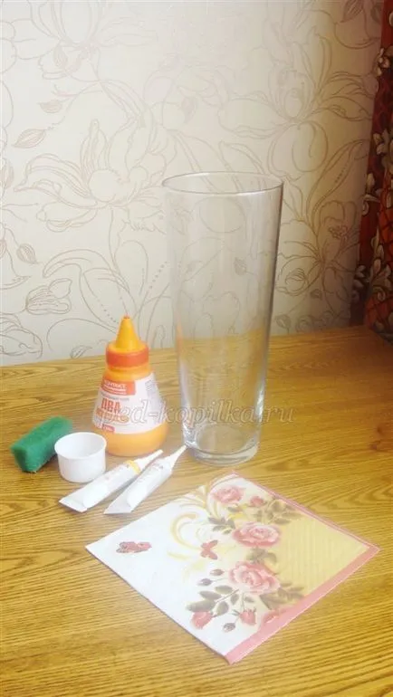 Decoupage üveg vázák