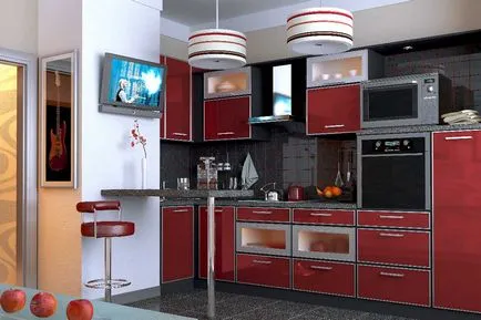 Konyha tervezés bárpulttal fotó készen, opciók, üveg, design, belső, ötletek,
