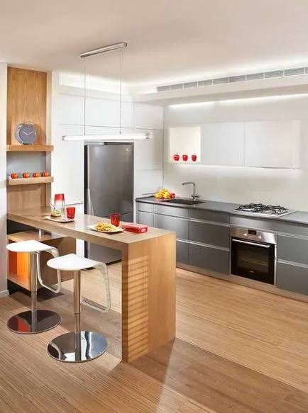Konyha tervezés bárpulttal fotó készen, opciók, üveg, design, belső, ötletek,