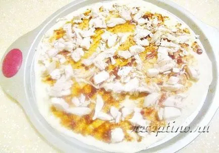 Házi pizza csirkével és sajttal - lépésről lépésre recept fotók