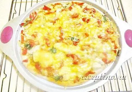 Házi pizza csirkével és sajttal - lépésről lépésre recept fotók