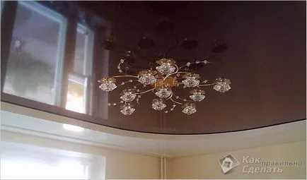 Duplex álmennyezet kezét - Telepítése álmennyezetek képek (duplex) Duplex álmennyezet kezét - a telepítés egy szakaszon mennyezeti fotó