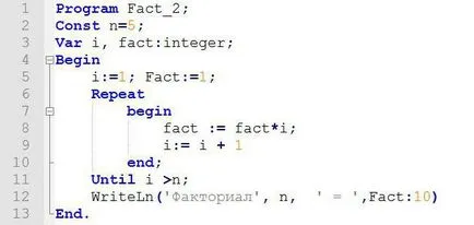 Factorial pascal, hogyan kell kiszámítani