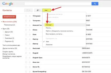 Google (Google) kapcsolatok hozzá, mozog, import és törölhet partnereket
